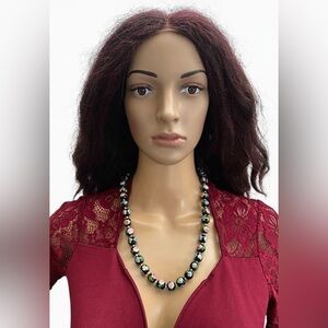 Vintage Chinese cloisonné floral pattern beaded necklace